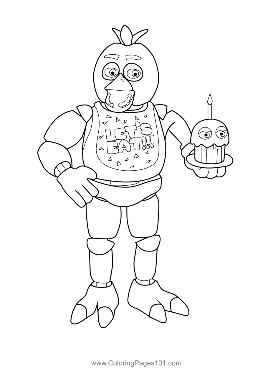Chica FNAF Coloring Page for Kids - Free Five Nights at Freddy's Printable Coloring  Pages Online for Kids - ColoringPages101.com | Coloring Pages for Kids