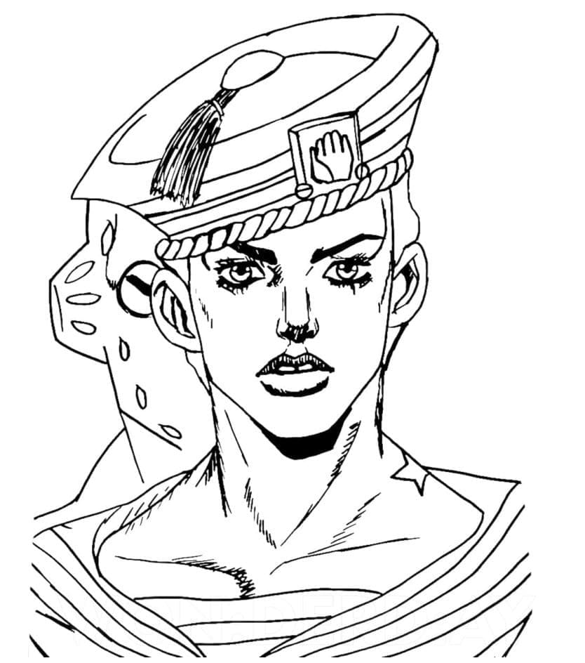 Josuke Higashikata from Jojo's Bizarre Adventure Coloring Page - Free  Printable Coloring Pages for Kids