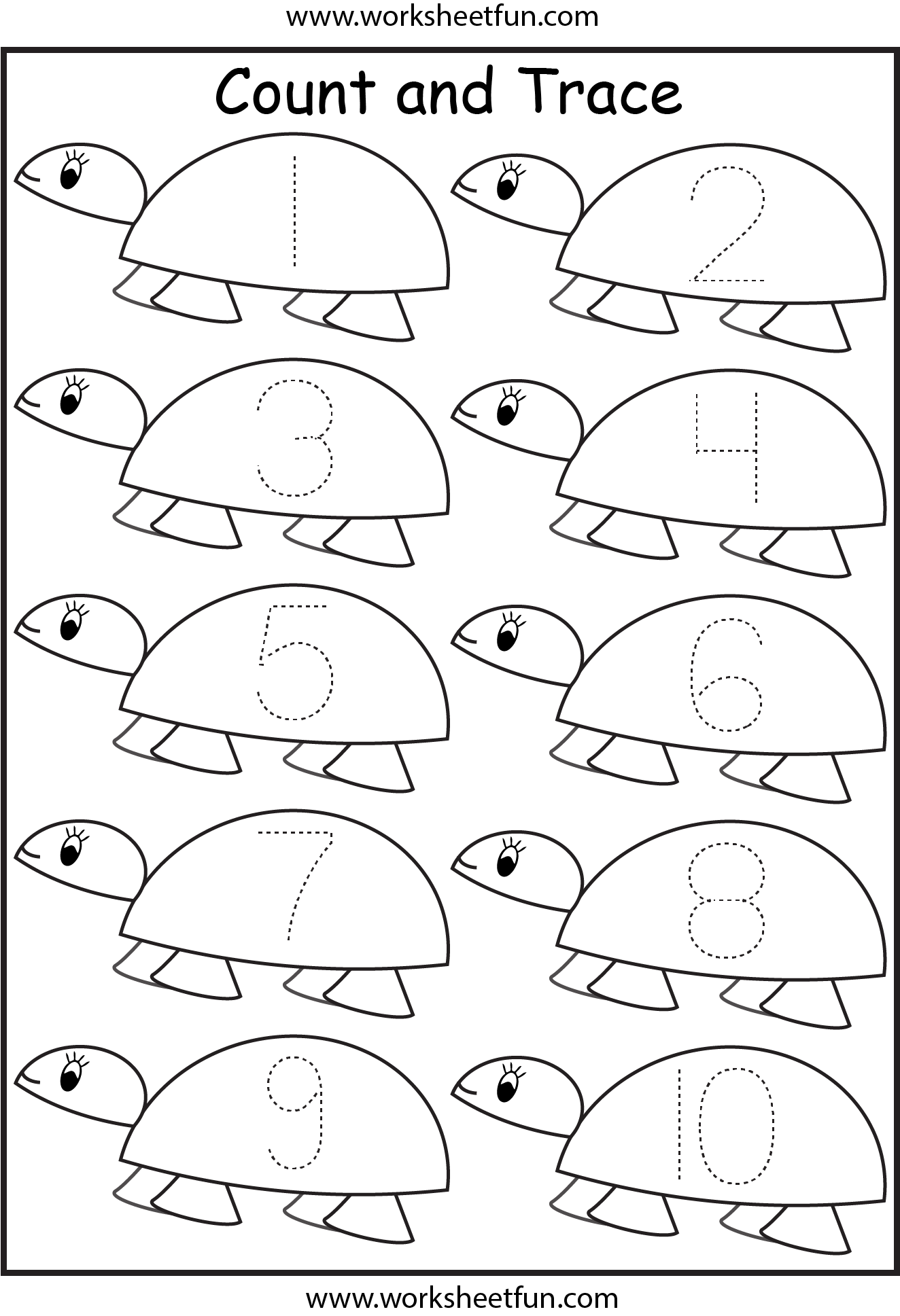 number 1 10 coloring and tracing worksheet - Clip Art Library