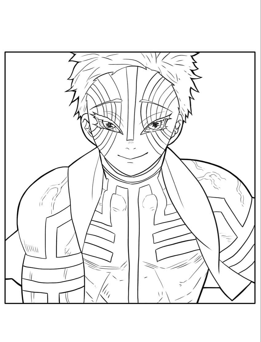 Coloring Pages Akaza Demon Print Free