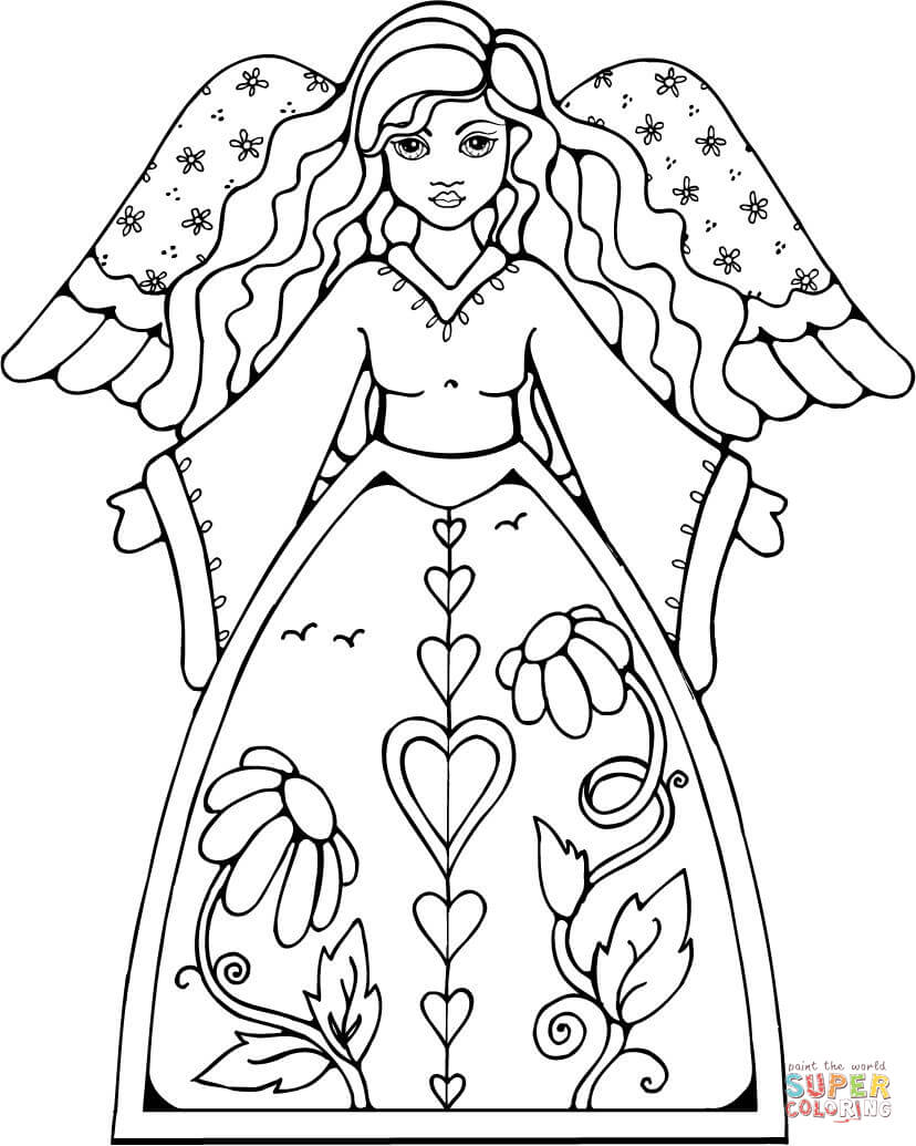 Beautiful Angel coloring page | Free Printable Coloring Pages
