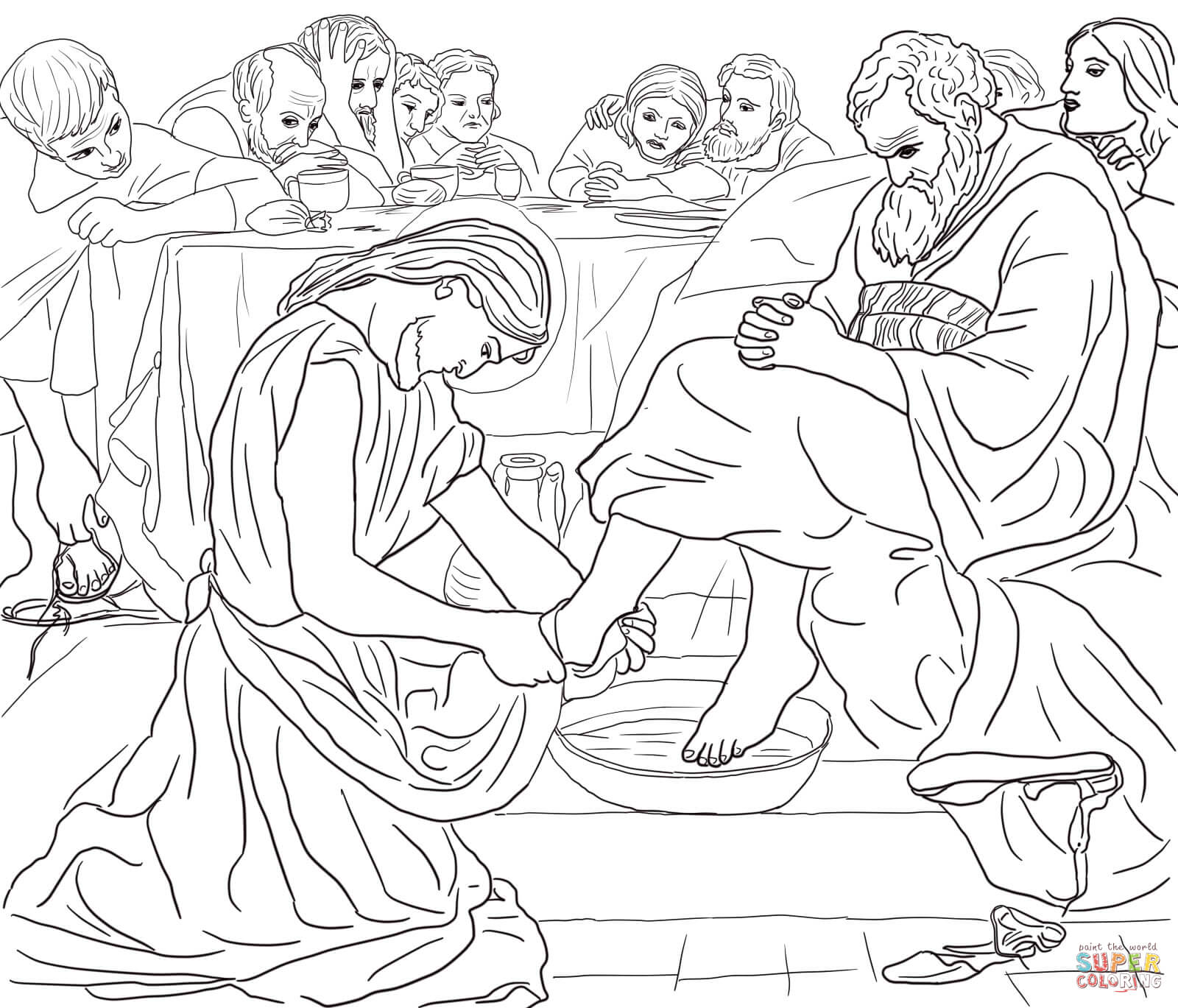 Jesus Washes The Disciples Feet Coloring Page Coloring Nation