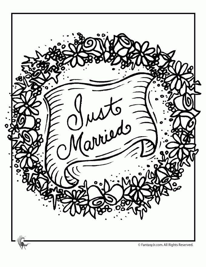 Wedding Coloring Pages Just Married Garland Coloring Page ...
