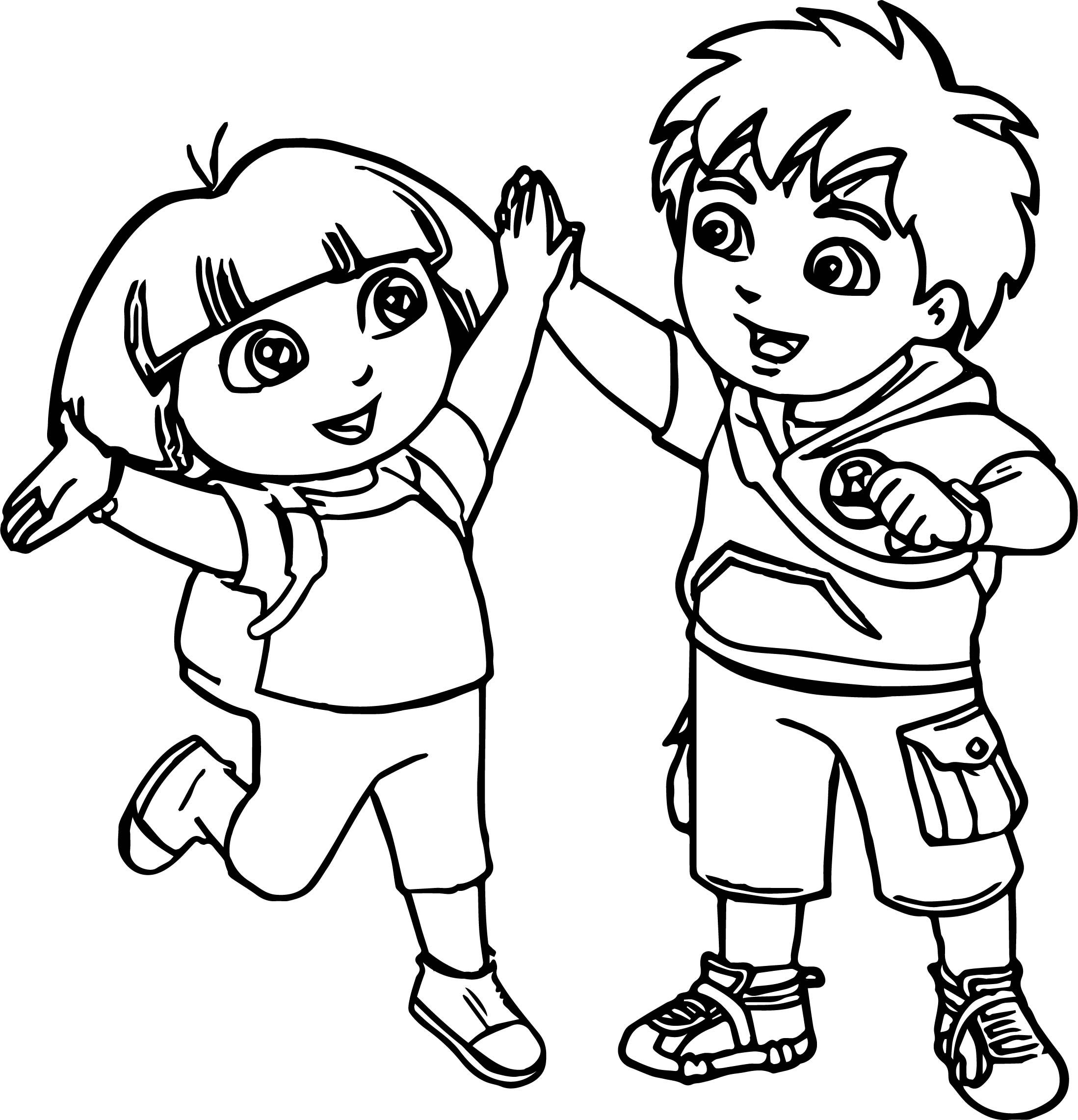 awesome Go Diego Go And Dora Best Friends Coloring Page | Go ...