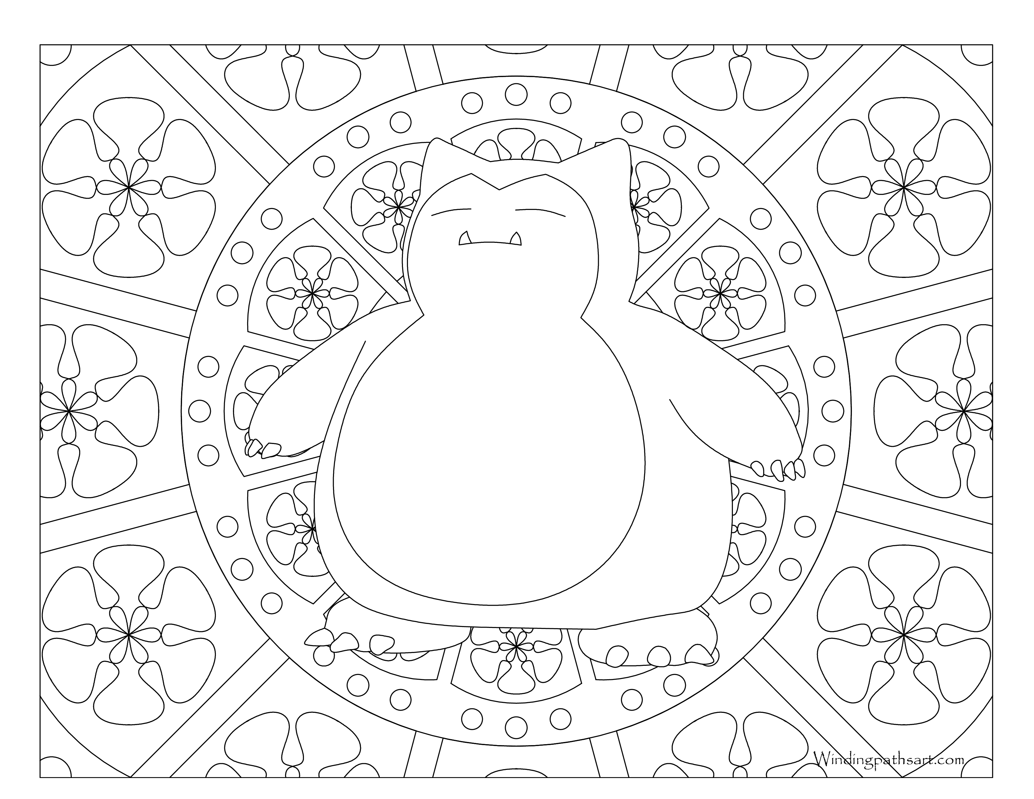 143 Snorlax Pokemon Coloring Page · Windingpathsart.com