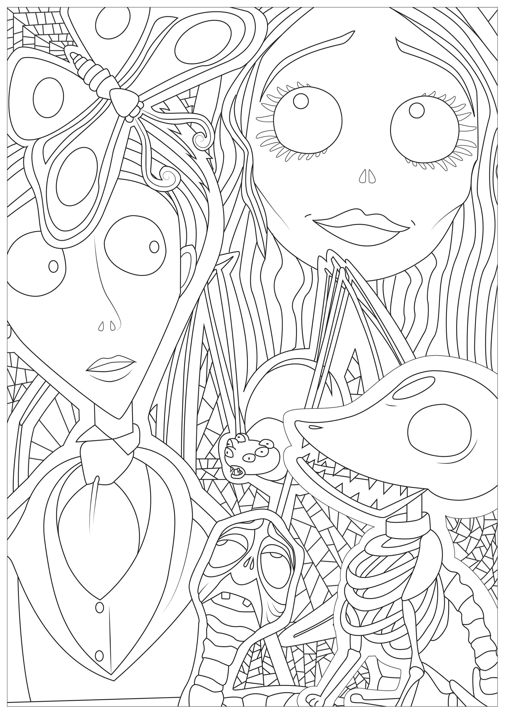 Corpse bride - Halloween Adult Coloring Pages