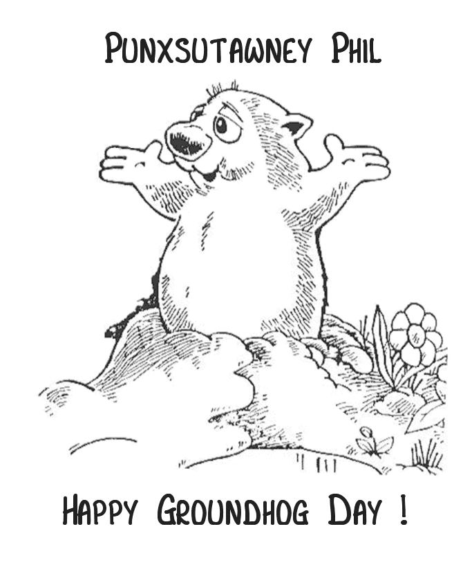 BlueBonkers - Groundhog Day Coloring Page Sheets - Groundhog's Day 6