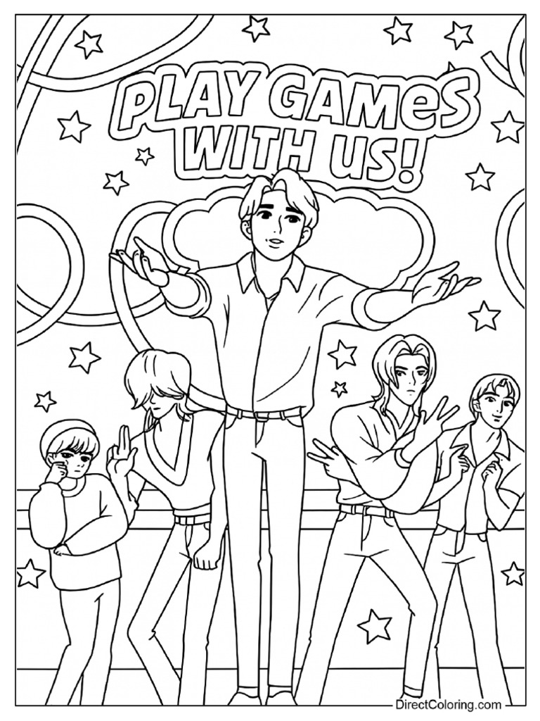 Saja Boys On Stage Coloring Page | PDF