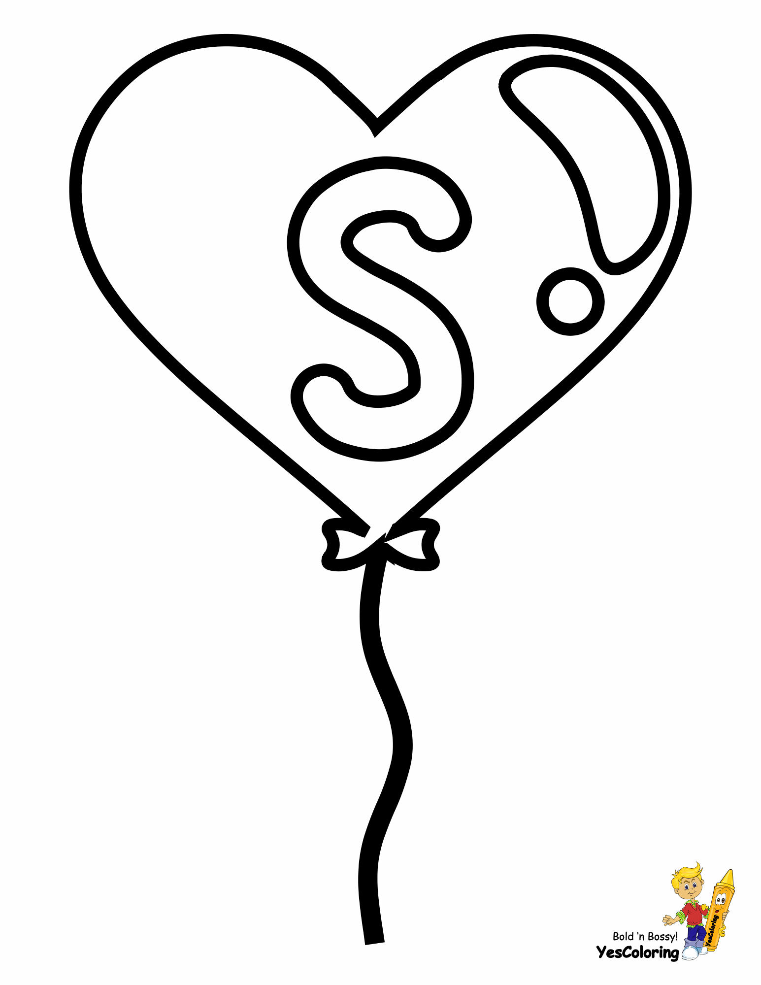 Easy Coloring Pages Free Alphabets | 39 Balloon Hearts ABCs 123s