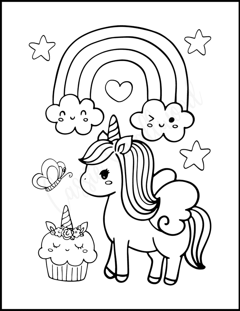 7 Cute Unicorn Cupcake Coloring Pages - Cassie Smallwood