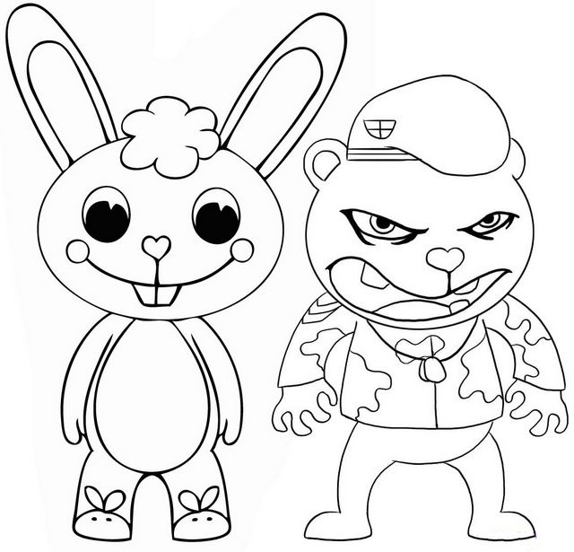 cuddles and flippy coloring page of happy tree friends | Happy tree friends  flippy, Happy tree friends, Coloring pages