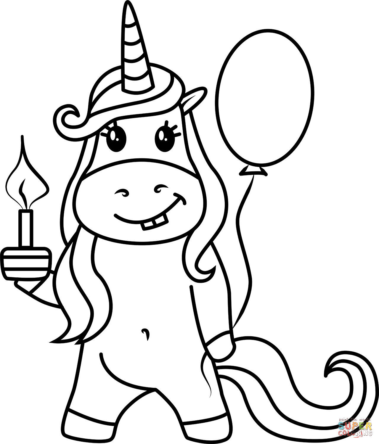 Unicorn Birthday coloring page | Free Printable Coloring Pages