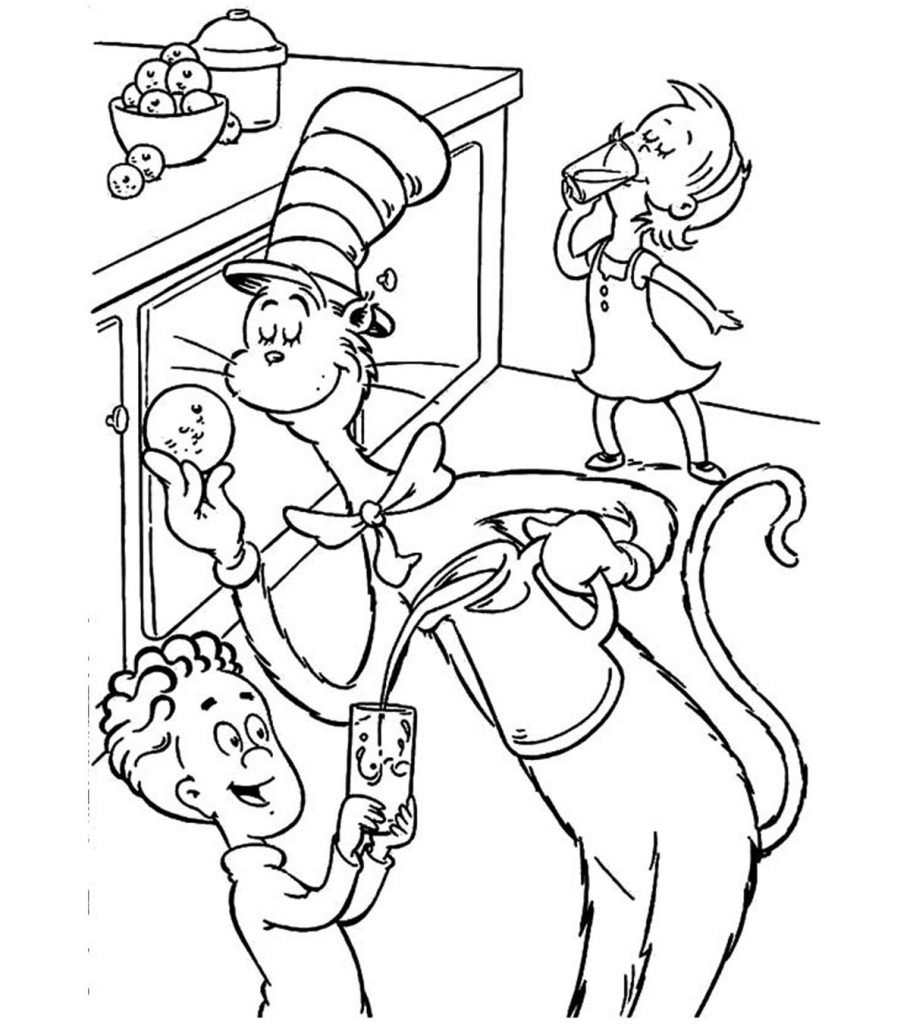 Top 25 Free Printable Cat In The Hat Coloring Pages Online