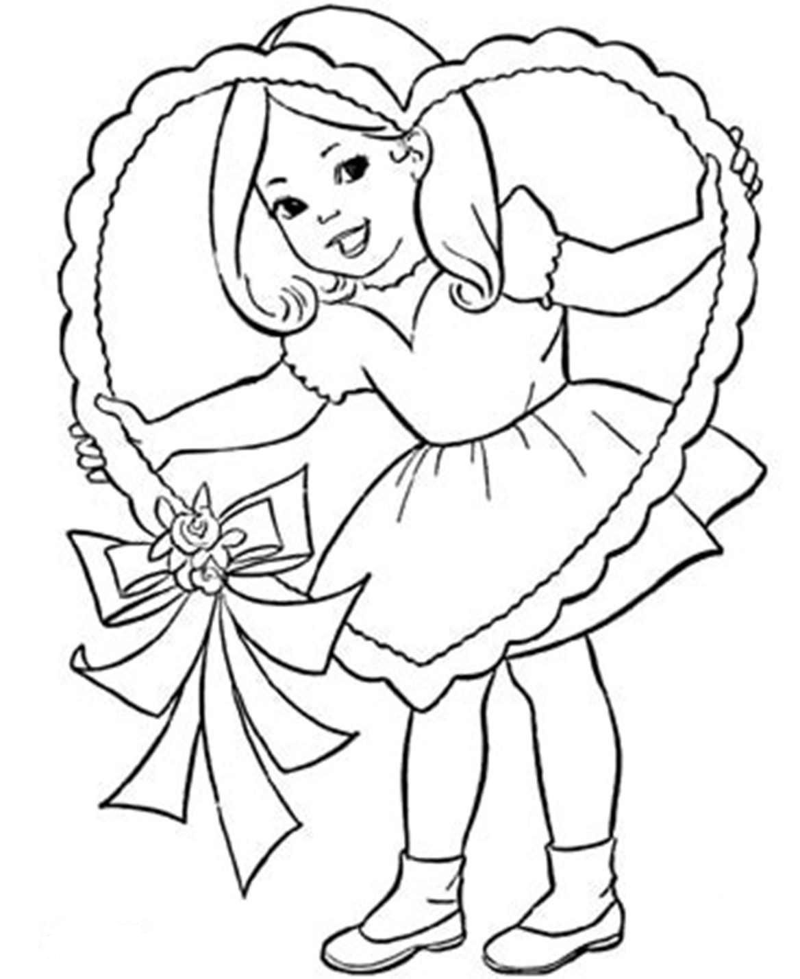 Valentine Coloring Pages Little Girl | Valentine Coloring pages of ...