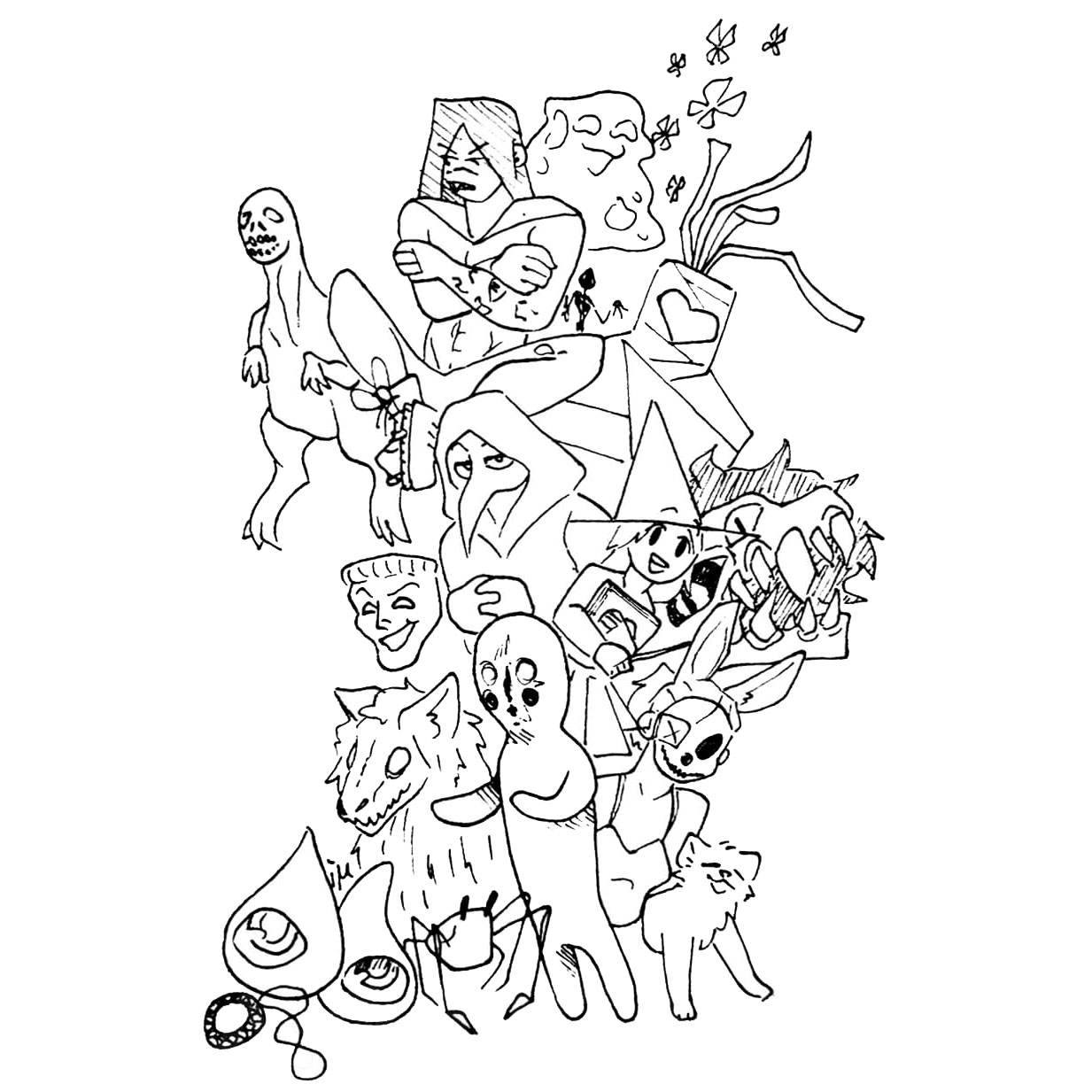 Scp-173 Coloring Pages with Monsters - XColorings.com