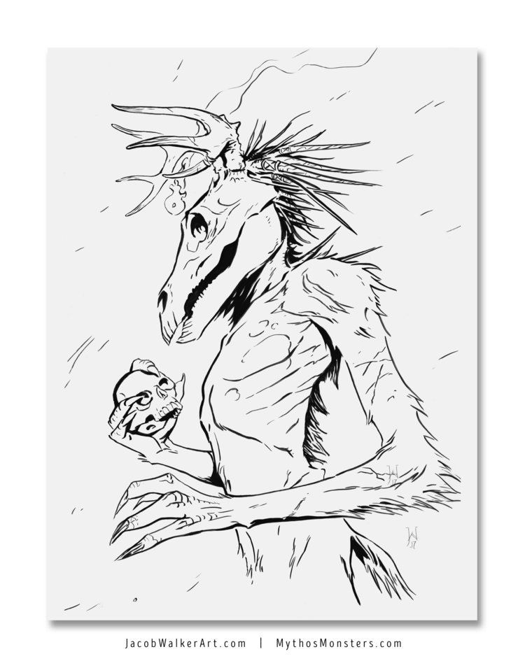 Creature Blog — Mythos Monsters. Wendigo coloring page | Wendigo, Wendigo  monsters, Drawings