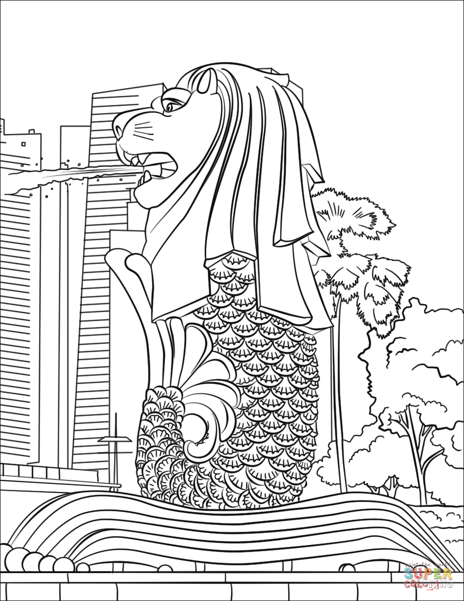 Singapore Merlion coloring page | Free Printable Coloring Pages