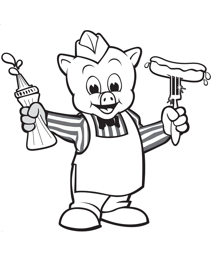 Piggly Wiggly with Sauce and Sausage Coloring Page - Free Printable Coloring  Pages for Kids