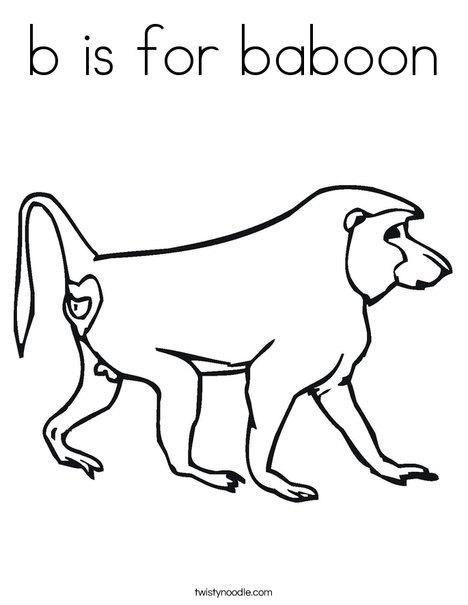 b is for baboon Coloring Page - Twisty Noodle