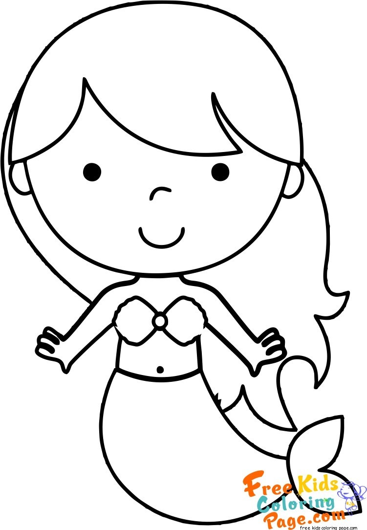 Printable Coloring Page — Mermaid coloring pages easy for girls Mermaid...