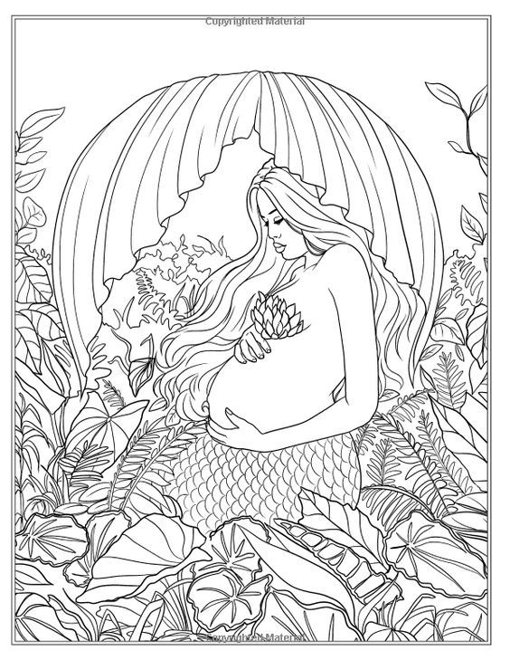 Pin by Barbara on coloring pregnant, baby, mariage, familie | Mermaid coloring  pages, Fairy coloring pages, Mermaid coloring