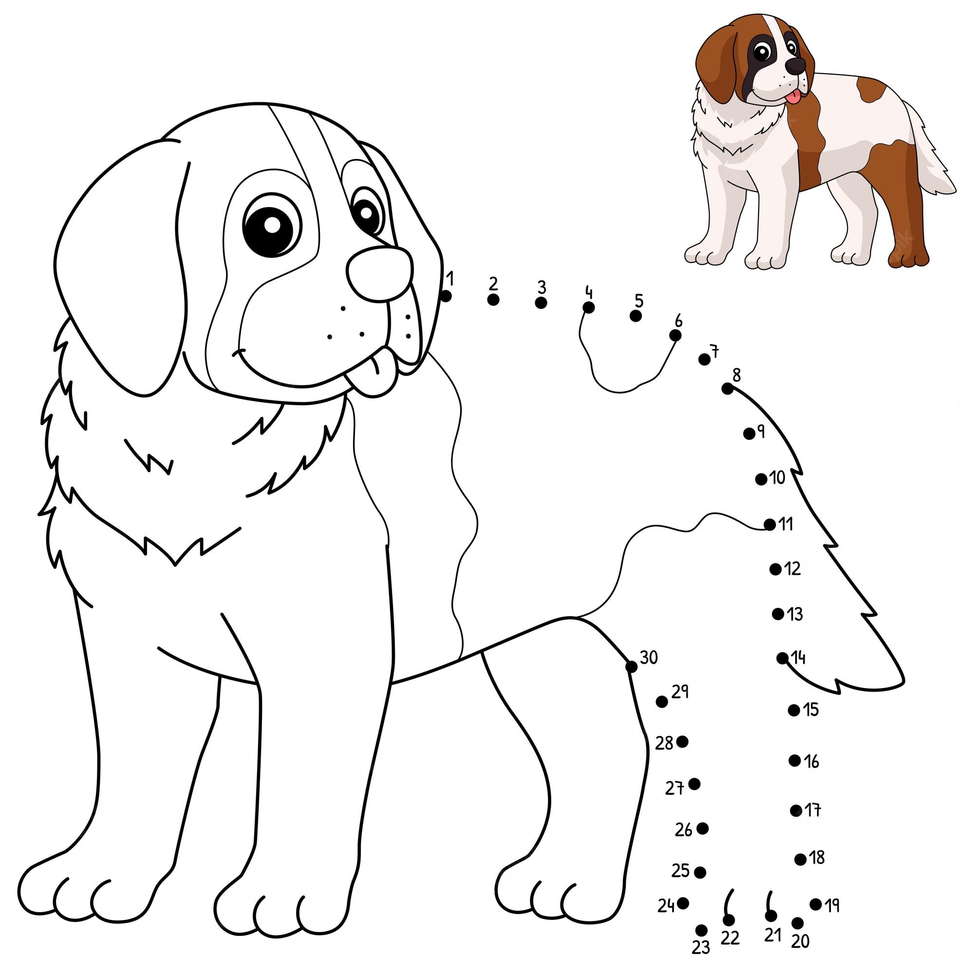 Premium Vector | Dot to dot saint bernard dog isolated coloring