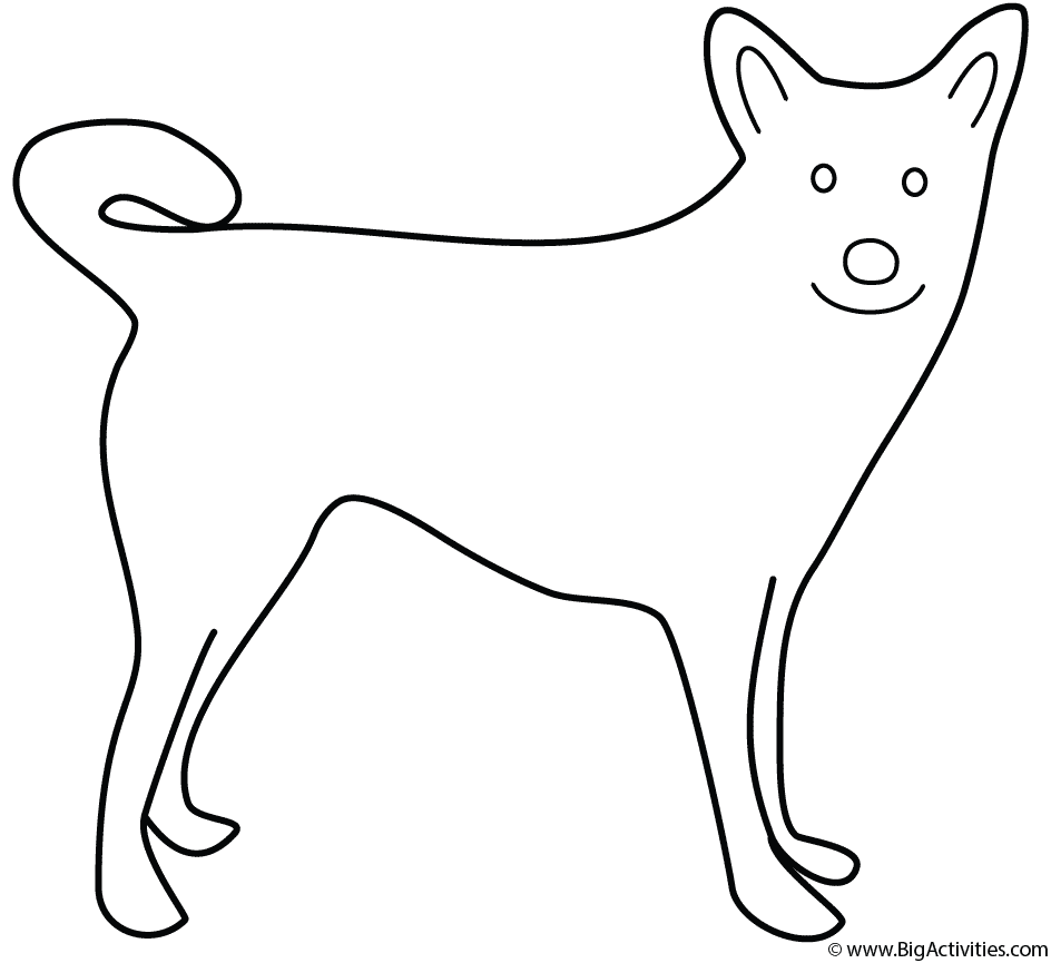 Dog with Smile - Coloring Page (Animals)