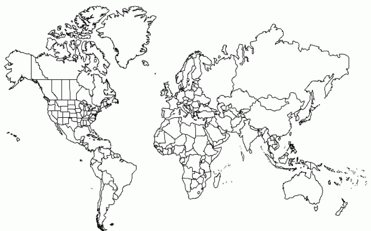 World Map Coloring Page With Countries Labeled Texas State Map ...