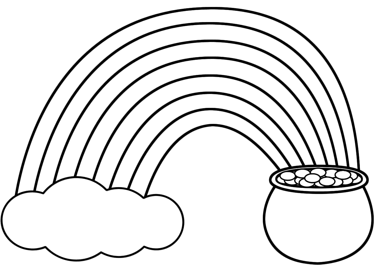 Rainbow, Pot of Gold, and Cloud (Landscape) - Coloring Page (St ...