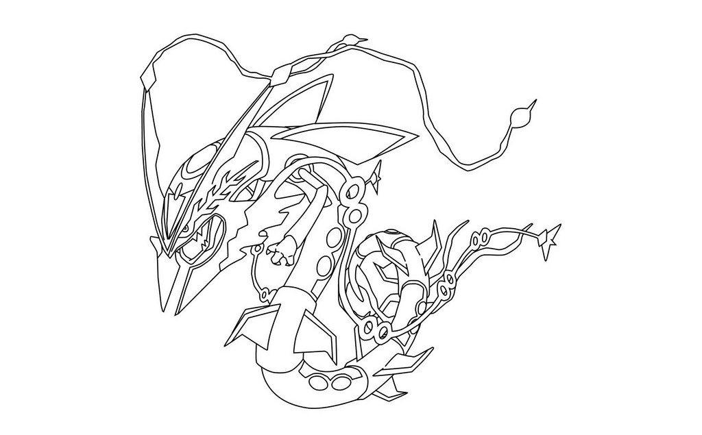 Mega Rayquaza Coloring Pages Pokemon Legendary for Kids to Print ...