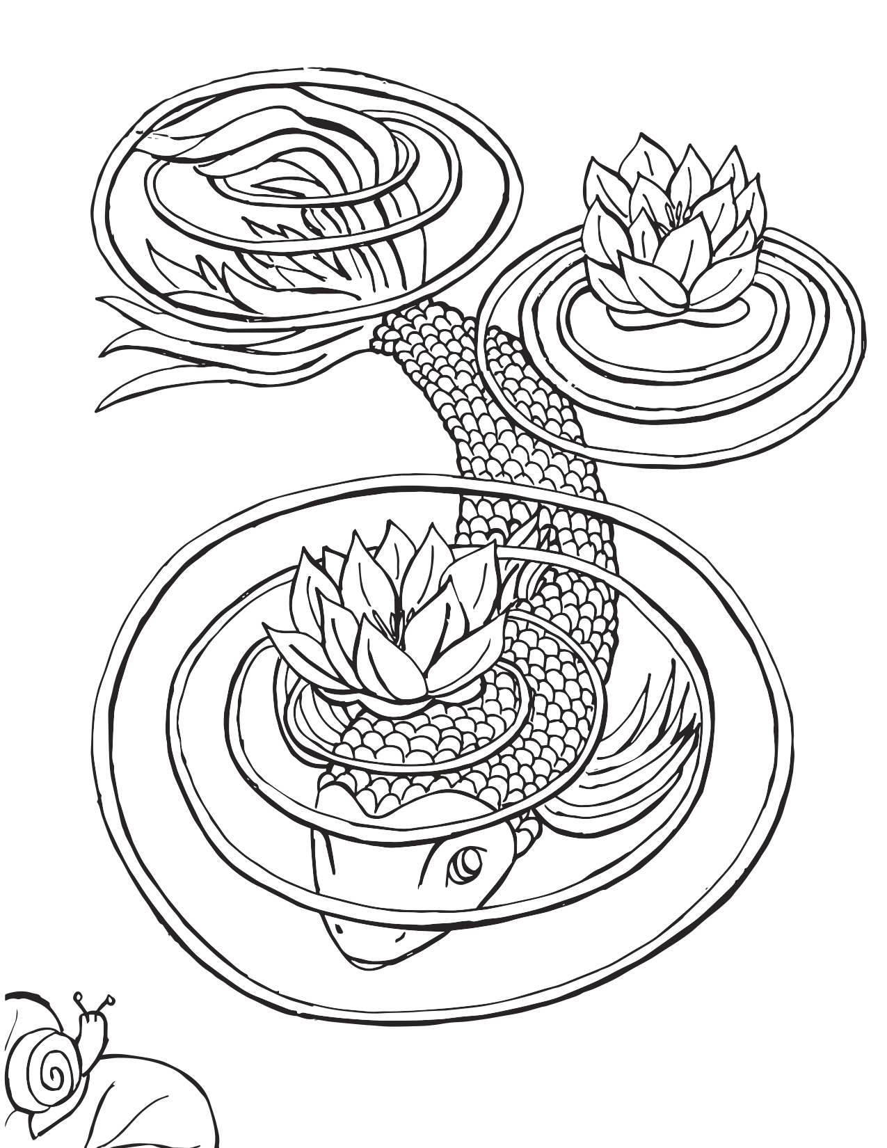 Koi Fish with Lily Pad Coloring Page – Mermaid Coloring Pages