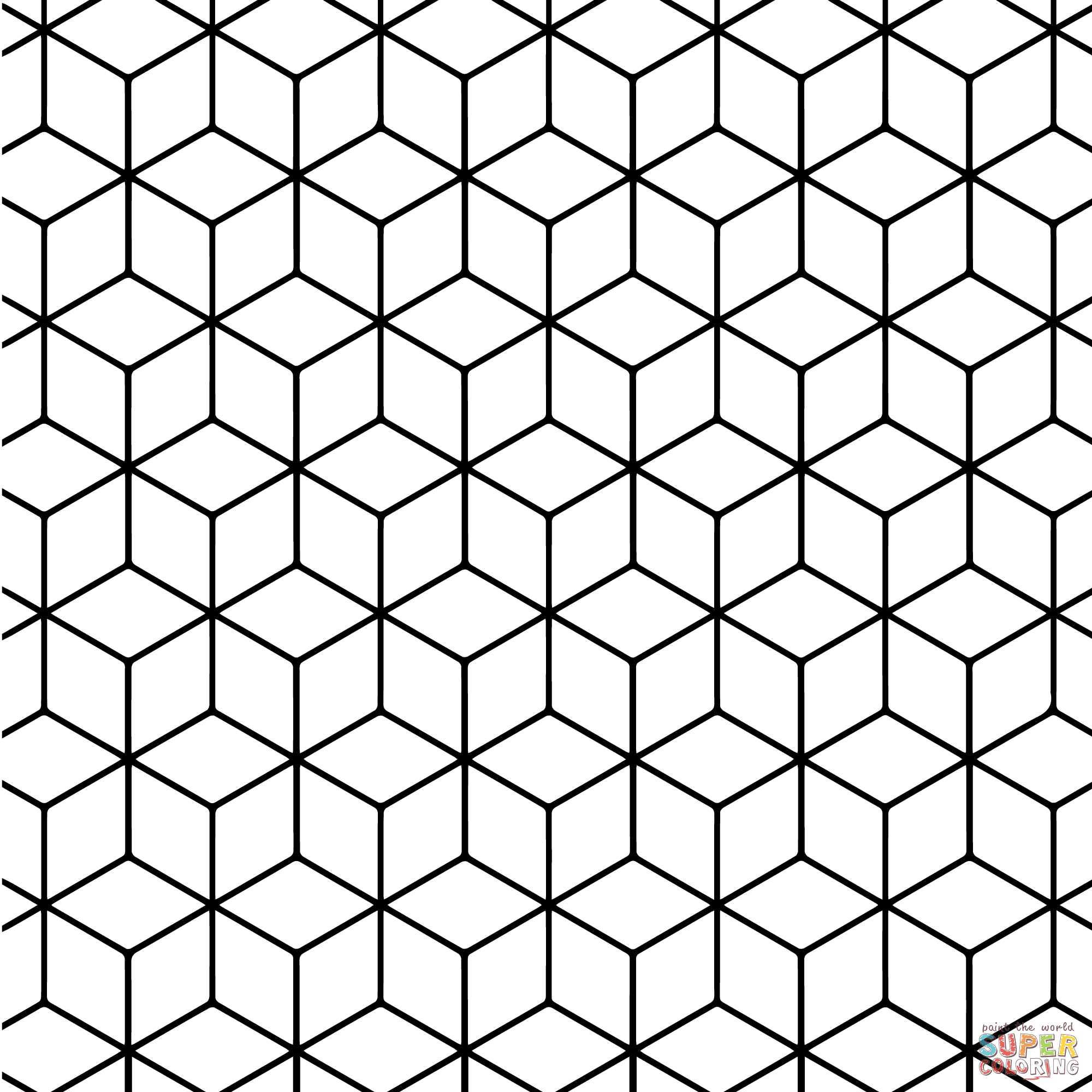 Geometric Tessellation with Rhombus Pattern coloring page | Free ...