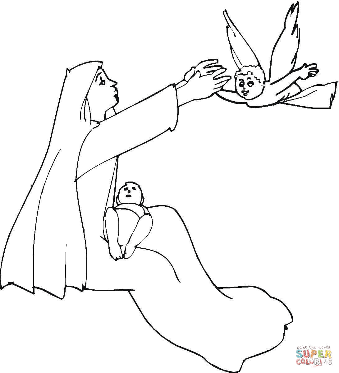 Angel Visits Mary coloring page | Free Printable Coloring Pages