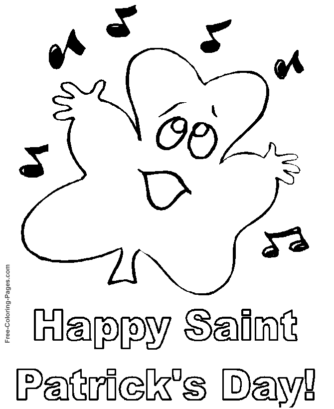 St. Patrick's Day coloring sheets - Singing shamrock