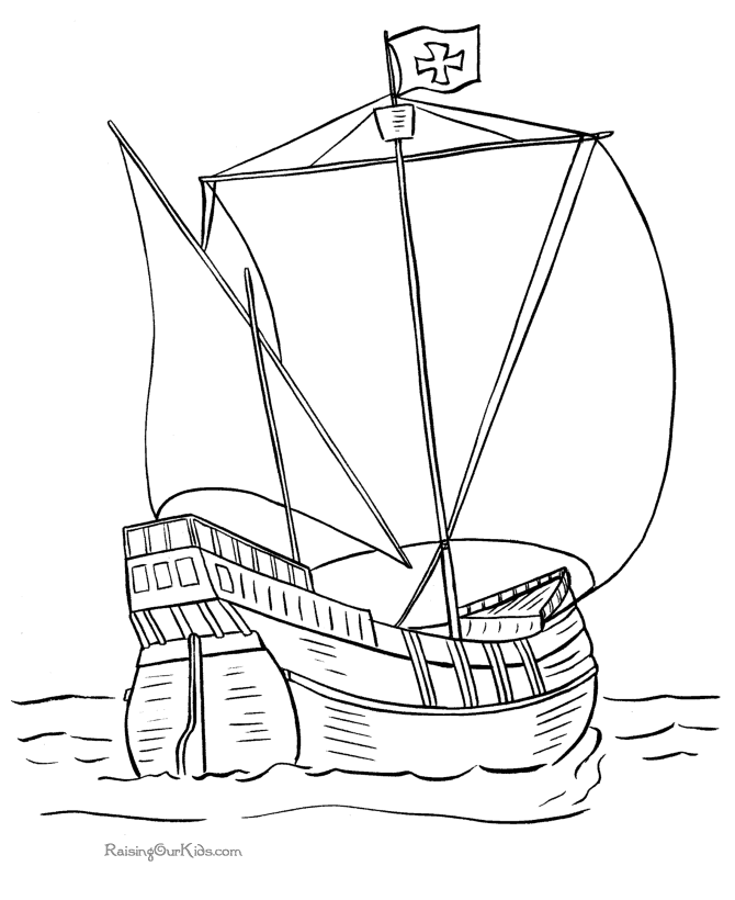 Columbus ship Pinta - Boat coloring page 013