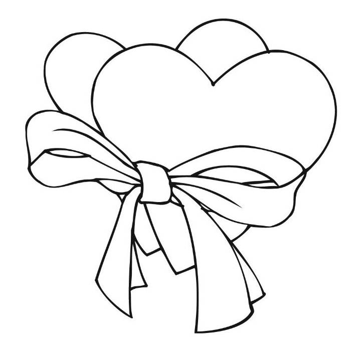 print two loving hearts coloring page