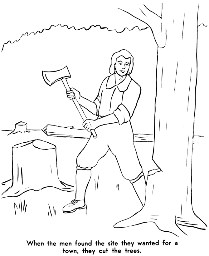 The Pilgrims Coloring pages: Pilgrims needed wood and food 