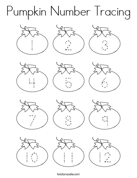 Pumpkin Number Tracing Coloring Page - Twisty Noodle