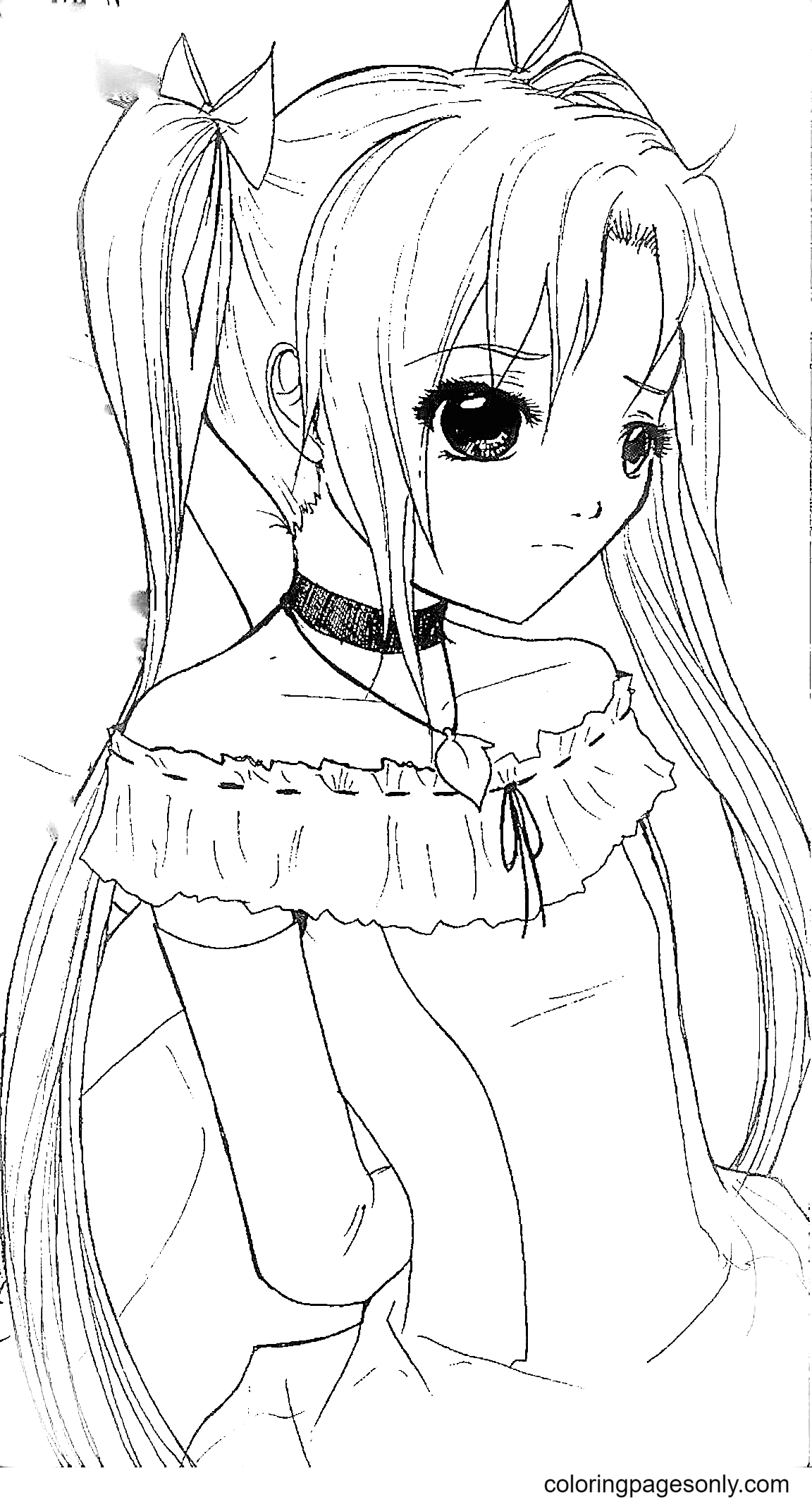 Long Hair Anime Girl Coloring Pages - Coloring Pages For Kids And Adults