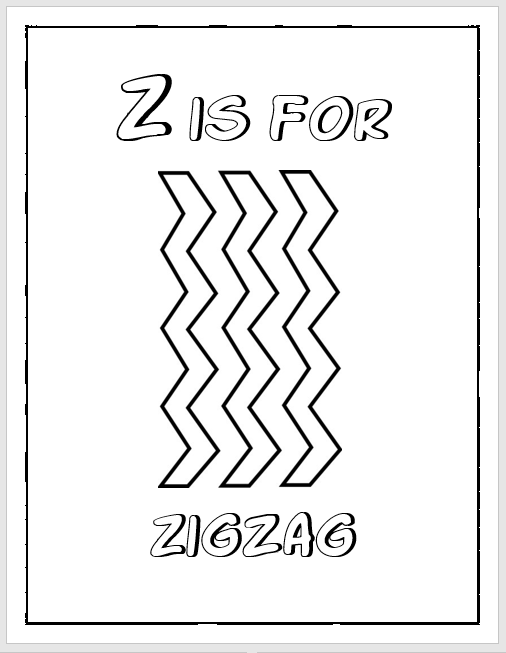 Letter Z Pictures Coloring Book for Kids - EnglishBix