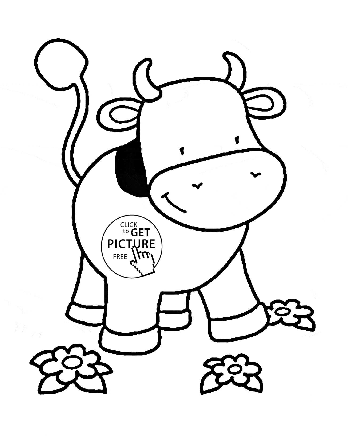 Small Cow coloring page for kids, animal coloring pages printables ...