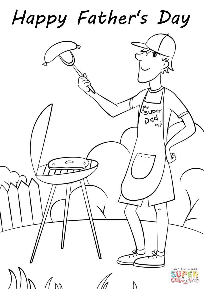 Father's Day Grill coloring page | Free Printable Coloring Pages