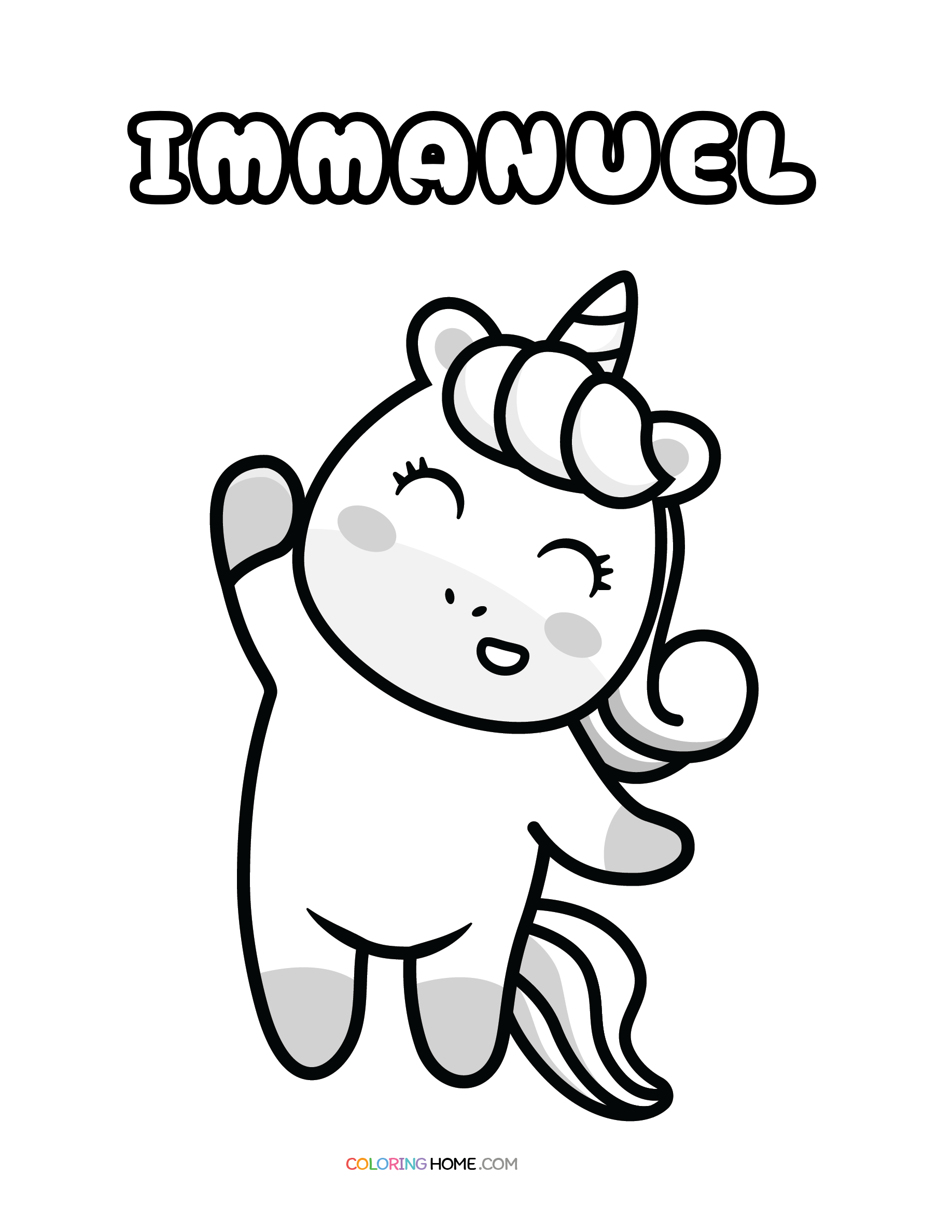 Immanuel unicorn coloring page