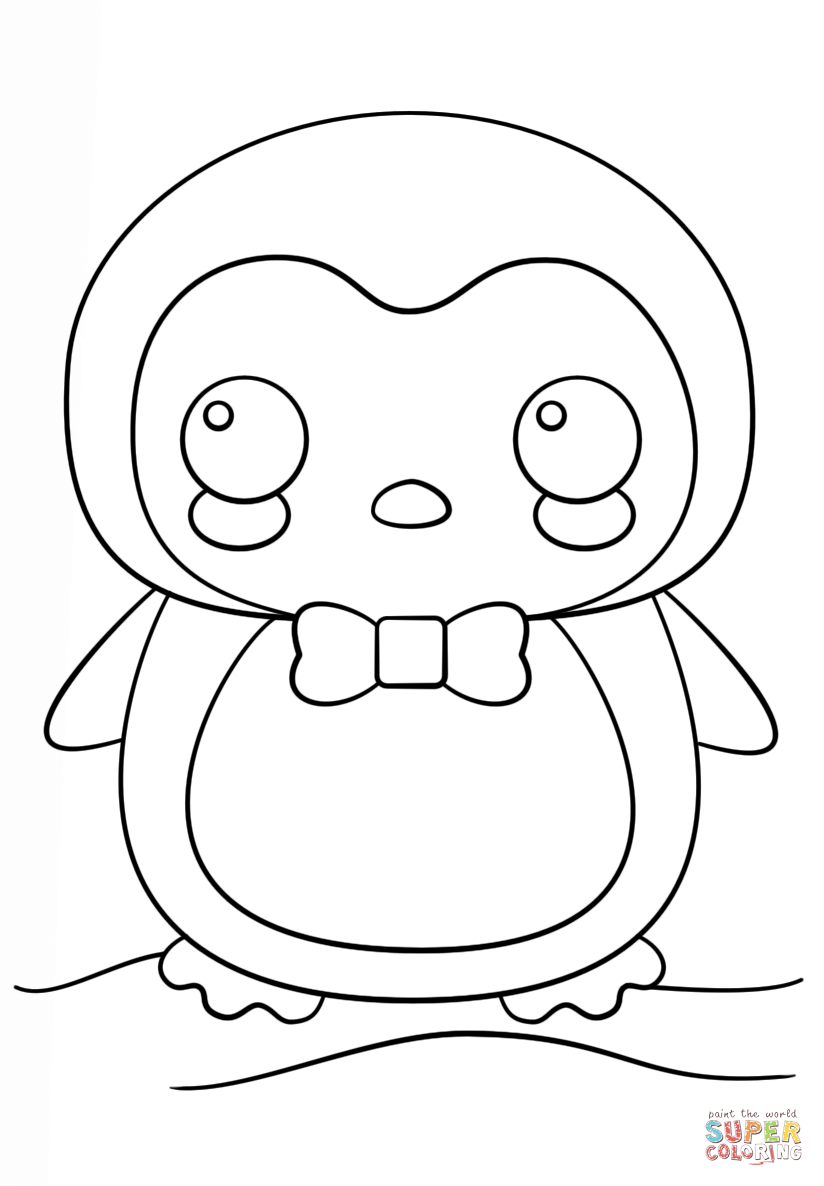 Kawaii Penguin coloring page | Free Printable Coloring Pages