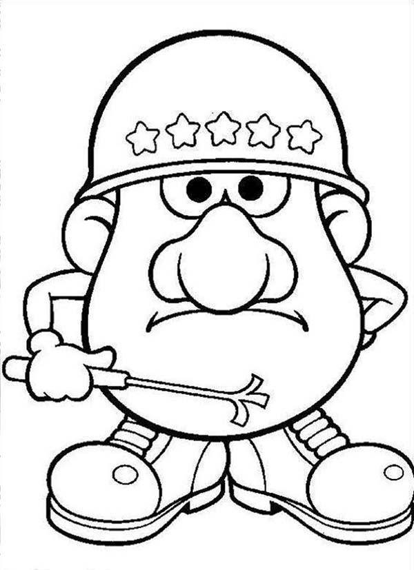 Mr. Potato Head Army Commander Coloring Pages | Bulk Color