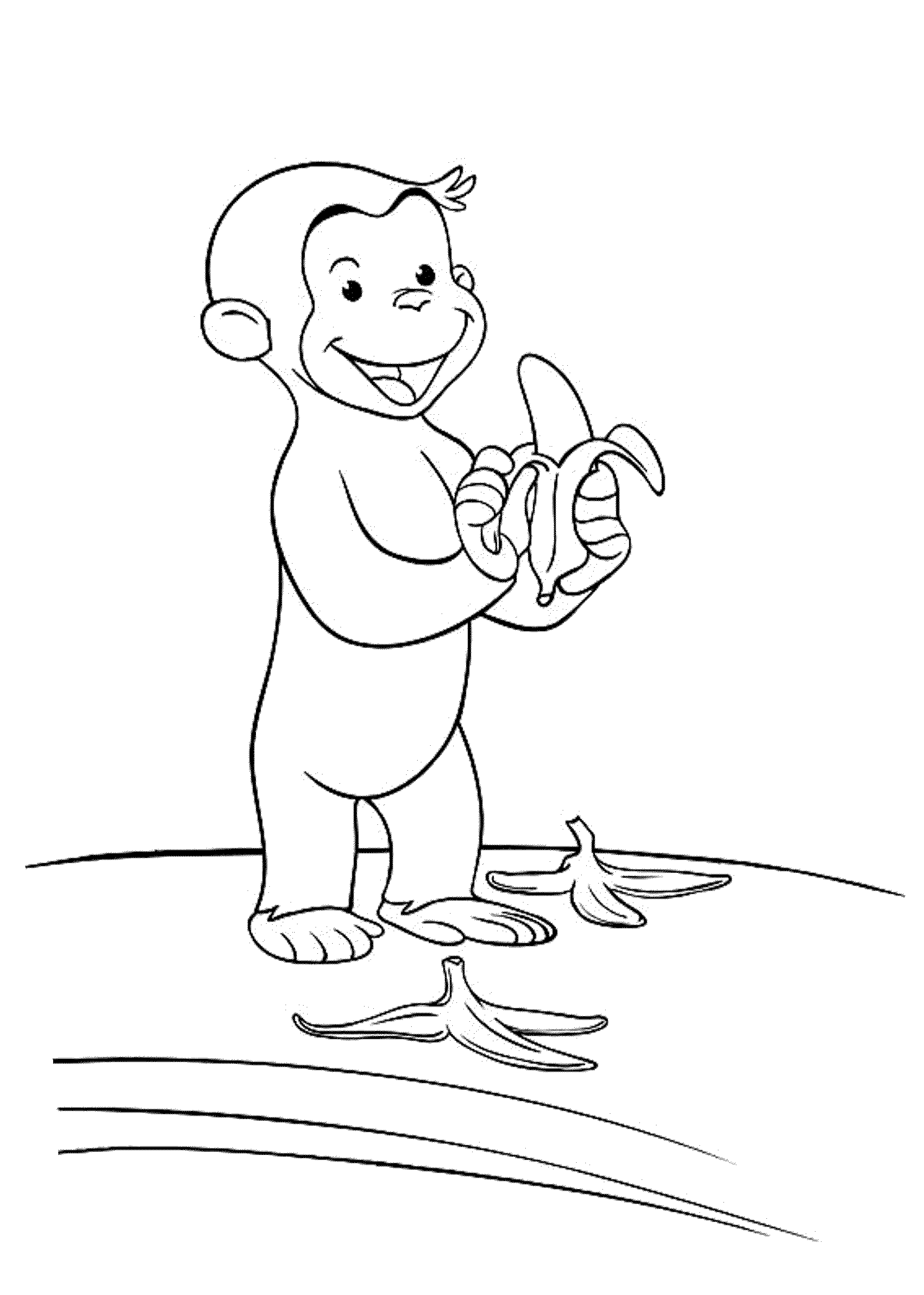 curious george eat banana coloring pages printable free ...