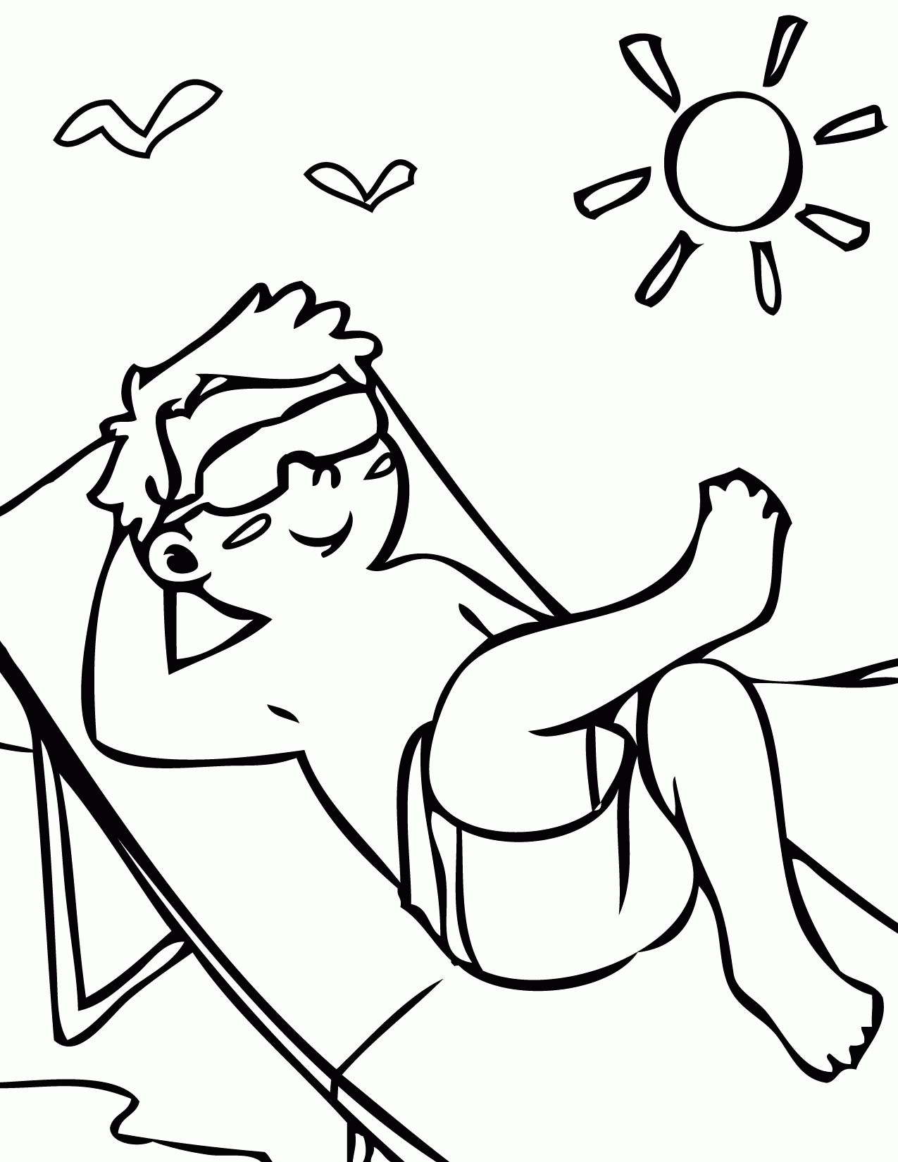 Sun Bathing Coloring Page - Handipoints