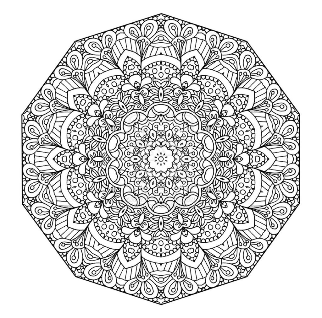 Difficult Mandala - Coloring Pages for Kids and for Adults