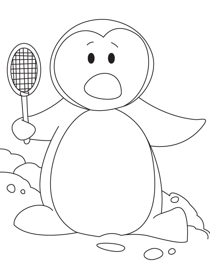 Penguin playing badminton coloring page | Download Free Penguin playing badminton  coloring page for kids | Best Coloring Pages