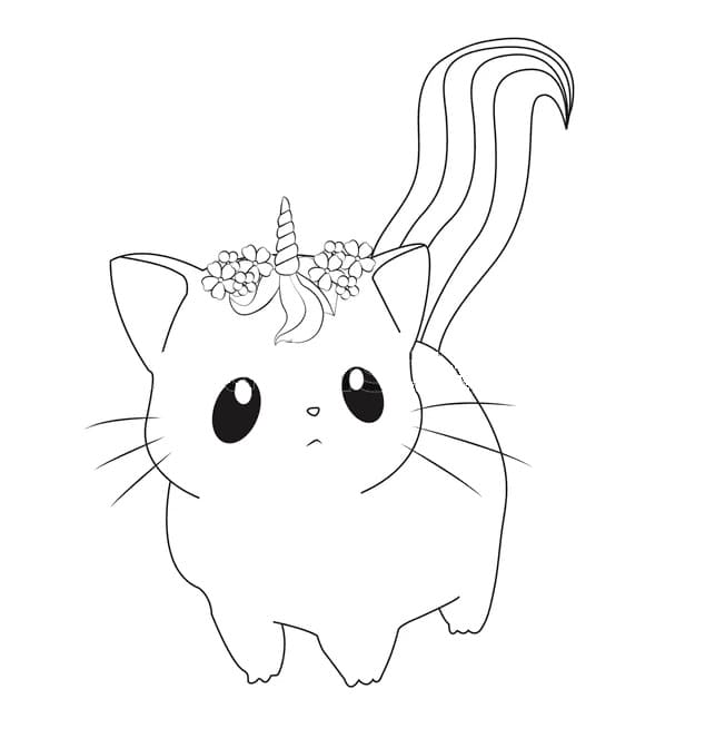 Unicorn Cat to Color Coloring Page - Free Printable Coloring Pages for Kids